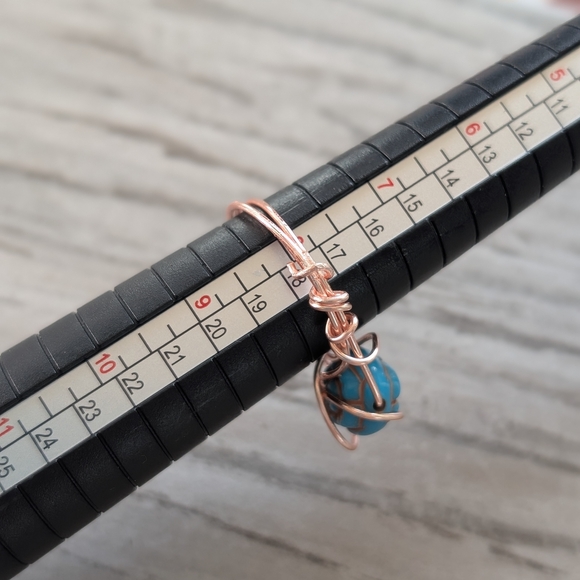 Handcrafted Wire Wrapped Ring with Blue Bead - Picture 8 of 8